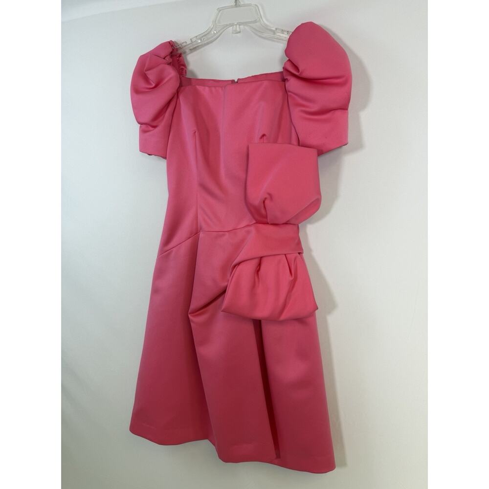 Vintage VICTOR COSTA 1980's Pink Satin Dress Gown Size 10 Knee Length Prom HoCo - Picture 6 of 16